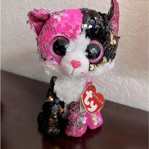 Ty Beanie Boos Flippables 6" MALIBU the Color Changing Sequins Cat Plush